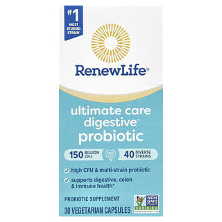 Renew Life, Ultimate Flora, Ultimate Care, пробиотик с повышенной силой действия, 150 млрд живых культур, 30 вегетарианских капсул