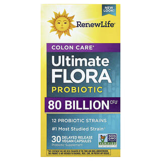 Renew Life, Ultimate Flora, Probiotique pour le soin du côlon, 80 milliards de cultures vivantes, 30 capsules végétariennes