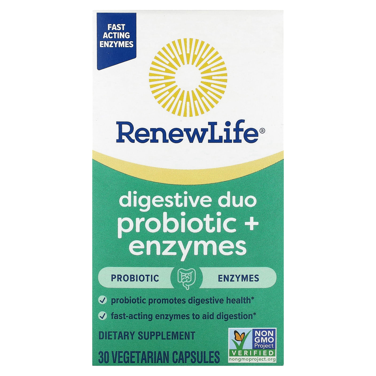 Renew Life Digestive Duo Probiotic Enzymes Vegetarian Capsules