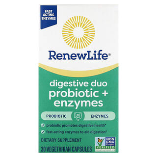 Renew Life, Digestive Duo Probiotic + Enzymes , 30 Vegetarian Capsules