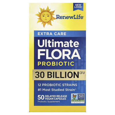 Renew Life, Extra Care, Ultimate Flora™ Probiotic, 50 Delayed Release Vegan Capsules