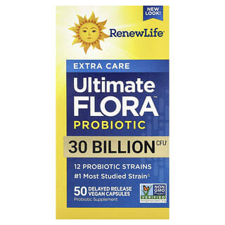 Renew Life, Extra Care, Ultimate Flora™ Pre & Probiotic, 50 Delayed Release Vegan Capsules