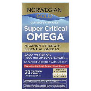 Renew Life, Norwegian Gold®, Super Critical Omega™ Fish Oil, Maximum Strength, 30 Fish Gelatin Softgels