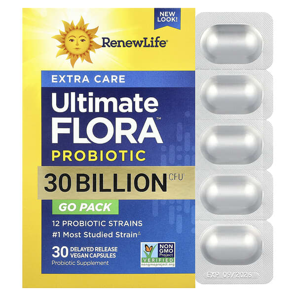 Renew Life Extra Care, Ultimate Flora™ Probiotic, 30 Delayed Release Vegan Capsules