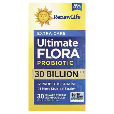 Renew Life, Extra Care Ultimate Flora™ Probiotics, 30 Billion CFU, 30 Extended-Release Vegan Capsules