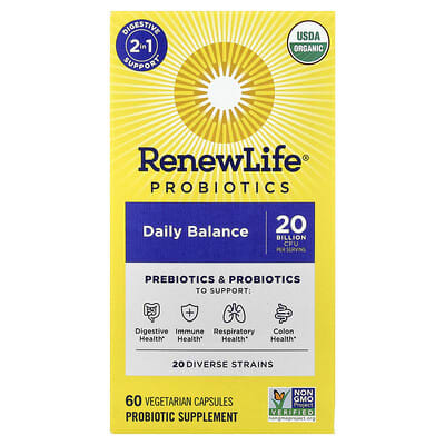 Renew Life, Probiotics, Daily Balance, 60 Vegetarian Capsules