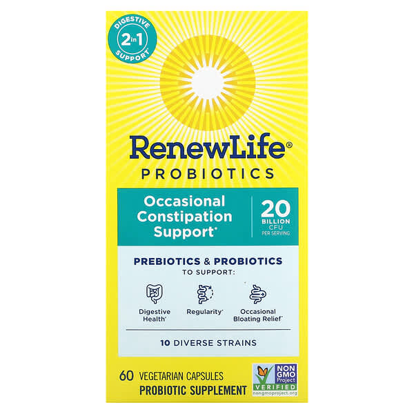 Renew Life, Probiotics, Occasional Constipation Support, 20 Billion CFU, 60 Vegetarian Capsules