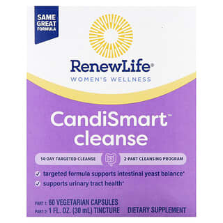 Renew Life, CandiSmart Cleanse, Desintoxicación específica de 14 días, Programa de 2 partes