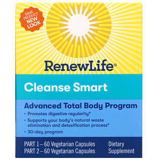 Renew Life, Cleanse Smart, 2 frascos, 60 cápsulas vegetales cada uno