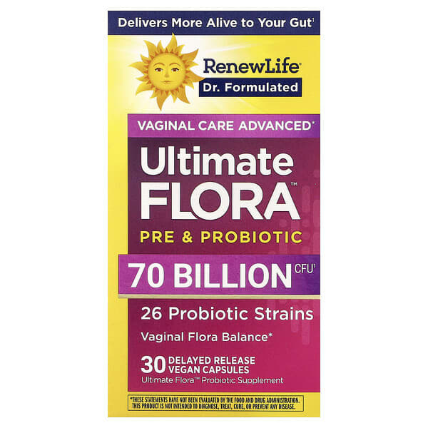 Renew Life, Ultimate Flora™, Vaginal Care Advanced, Pre & Probiotic, 30 Delayed Release Vegan Capsules — product photo 1
