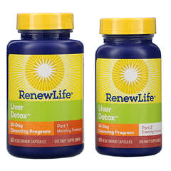 Renew Life, Fígado Desintoxicante, Programa de Limpeza de 30 Dias, 2 Frascos, 60 Cápsulas Vegetarianas cada