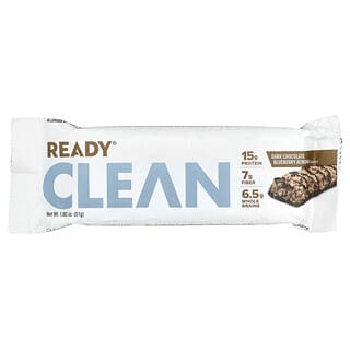 Ready, Barrita proteica Clean, Chocolate negro, arándanos azules y almendras, 51 g (1,8 oz)