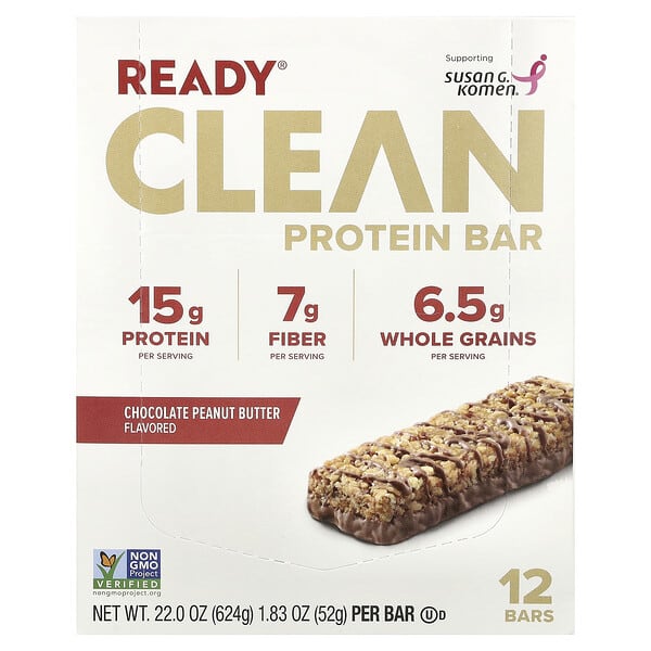 Clean Protein Bar, Chocolate Peanut Butter, 12 Bars, 1.83 oz (52 g) Each