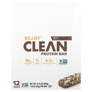 Ready, Barrita proteica Clean, Chips de chocolate, 12 barritas, 50 g (1,76 oz) cada una