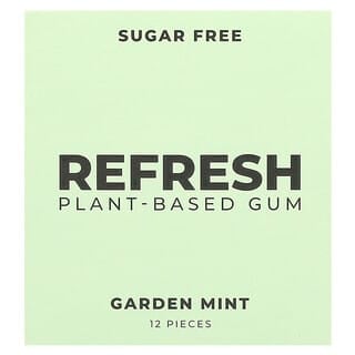 Refresh Gum, Plant-Based Gum, Garden Mint, pflanzliches Gummi, Gartenminze, 12 Stück