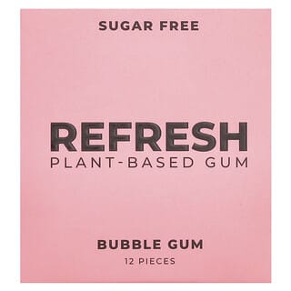 Refresh Gum, Plant-Based Bubble Gum, 12 Pieces