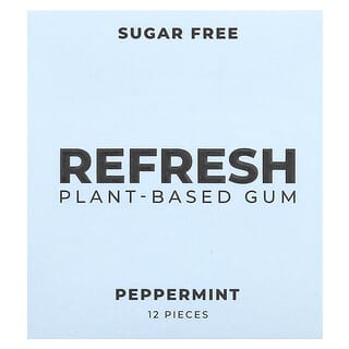 Refresh Gum, Plant-Based Gum, pflanzlicher Gummi, zuckerfrei, Pfefferminze, 12 Stück