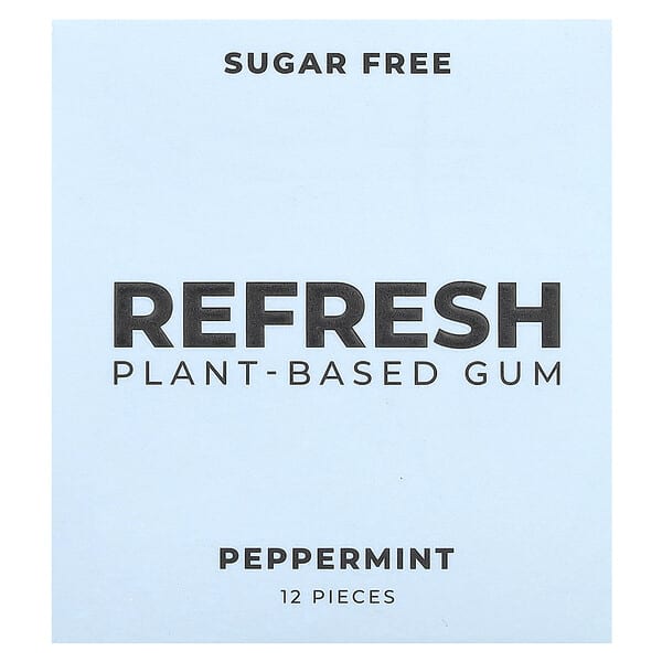 Refresh Gum, Plant-Based Gum, Peppermint, 12 Pieces