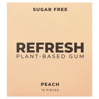 Refresh Gum, Plant-Based Gum, Peach, 12 Pieces