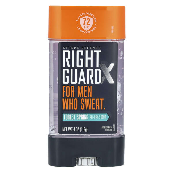 Right Guard, X Extreme Defense, 땀 억제제 데오도런트, 포레스트 스프링, 113g(4oz)