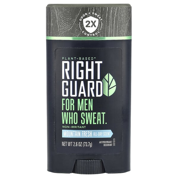 Right Guard, 식물성 땀 억제제/데오드란트, 남성용, 마운틴 프레시, 73.7g(2.6oz)