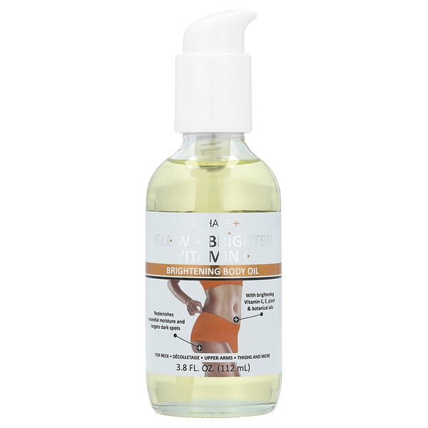 Reshape Plus, Glow + 브라이트닝 비타민C, 브라이트닝 바디 오일, 112ml(3.8fl oz)