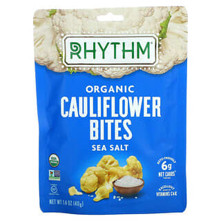 Rhythm Superfoods, Bocaditos de coliflor orgánica, Sal marina, 40 g (1,4 oz)