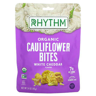 Rhythm Superfoods, Bocaditos de coliflor orgánica, Cheddar blanco, 40 g (1,4 oz)