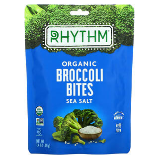 Rhythm Superfoods, Bouchées au brocoli biologique, Sel de mer, 40 g