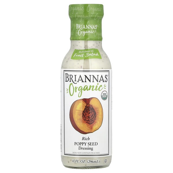 Briannas, 富含有機物質的罌粟籽調味汁，10 液量盎司（296 毫升）