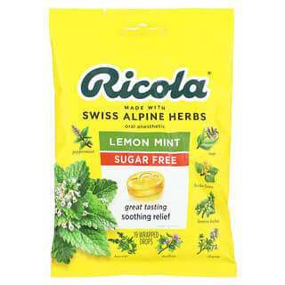Ricola, 구강 마취제, 설탕 무함유, 레몬 민트, 포장 19방울