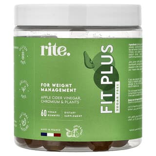 rite., Fit Plus Gummies, Äpple och Päron, 60 Veganska Gummies