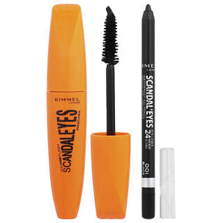 Rimmel London, Scandal'Eyes, Máscara con delineador de ojos a prueba de agua de Kohl Kajal, 003 Negro extremo, Set de 2 piezas