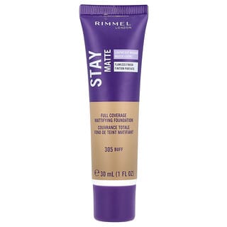 Rimmel London, Stay Matte, Full Coverage Mattifying Foundation, mattierende, vollständig abdeckende, mattierende Foundation, 305 Buff, 30 ml (1 fl. oz.)