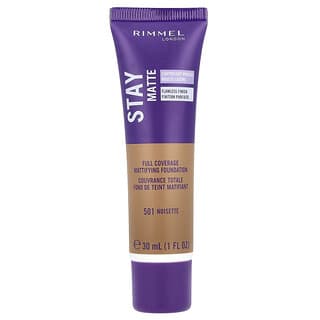 Rimmel London, Stay Matte, Base Matificante para Cobertura Total, 501 Noisette, 30 ml (1 fl oz)