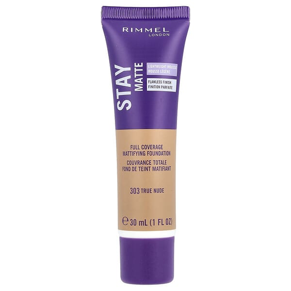 Rimmel London, 스테이 매트, 풀 커버리지 매티파잉 파운데이션, 303 트루 누드, 30ml(1fl oz)