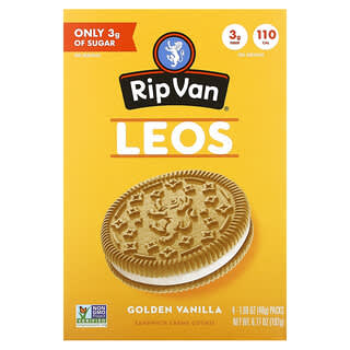 Rip Van Wafels, Leos, золотая ваниль, 4 упаковки по 48 г (1,69 унции)