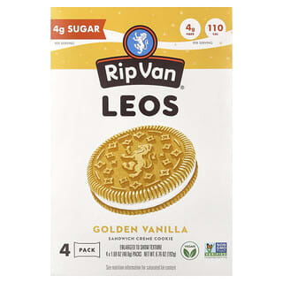 Rip Van Wafels, Leos, Golden Vanilla, 4 Packs, 1.69 oz (48 g) Each