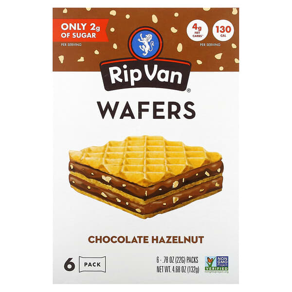 Rip Van Wafels, チョコレートヘーゼルナッツ、6袋、各22g（0.78オンス）