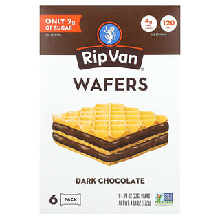 Rip Van Wafels, Gaufrettes, Chocolat noir, 6 paquets, 22 g chacun