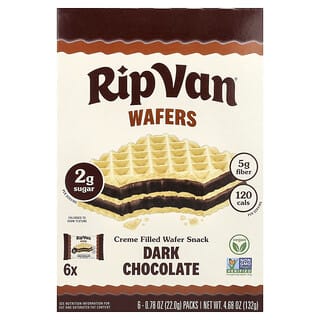 Rip Van Wafels, Obleas, Chocolate negro, 6 paquetes, 22 g (0,78 oz) cada uno
