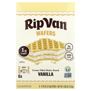 Rip Van Wafels, Cream Filled Wafer Snack, Vanilla, 6 Pack, 0.78 oz (22 g) Each