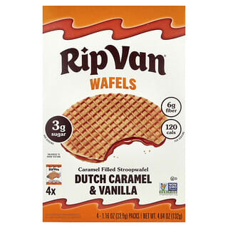 Rip Van Wafels, Caramel Filled Stroopwafel, Dutch Caramel & Vanilla, 4 Pack, 1.16 oz (33 g) Each