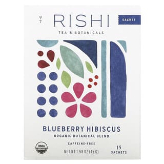 Rishi Tea, Organic Botanical Blend, Blueberry Hibiscus, Caffeine-Free, 15 Sachets, 1.58 oz (45 g)