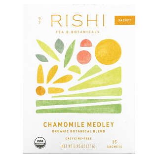 Rishi Tea, Té de mezcla botánica orgánica, Mezcla de manzanilla, Sin cafeína, 15 sobres, 27 g (0,95 oz) 