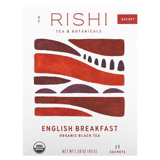 Rishi Tea, Organic Black Tea, English Breakfast, 15 Sachets, 1.58 oz (45 g)