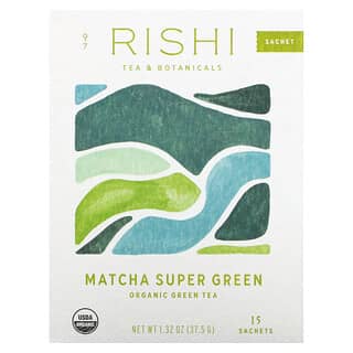 Rishi Tea, Organic Green Tea, Matcha Super Green, 15 Sachets, 1.32 oz (37.5 g)