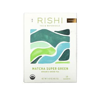 Rishi Tea, Chá Verde Orgânico, Matcha Super Verde, 15 Sachês, 40,5 g (1,42 oz)