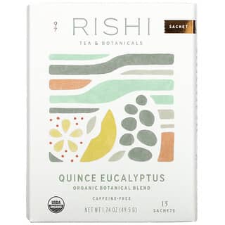 Rishi Tea, Mezcla botánica orgánica, Membrillo y eucalipto, Sin cafeína, 15 sobres, 49,5 g (1,74 oz)