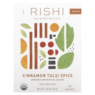 Rishi Tea, Canela e Tulsi Spice, Sem Cafeína, 15 Sachês 45 g (1,58 oz)